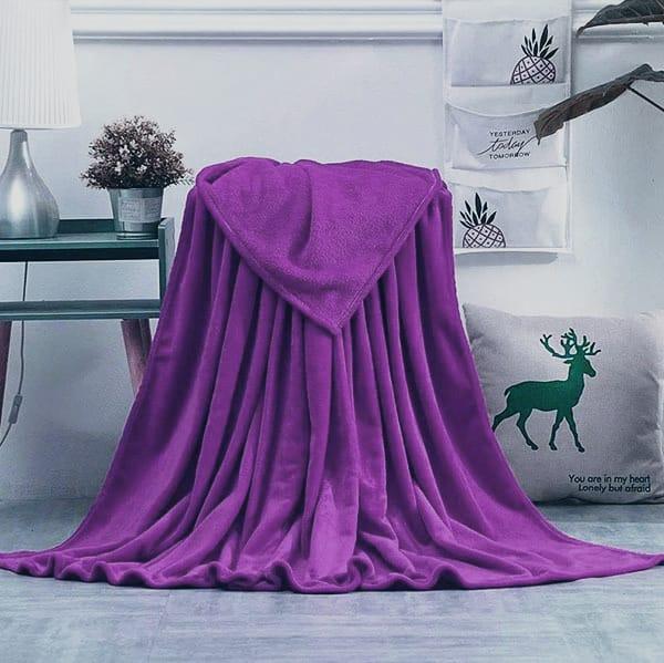 Coral Fleece Soft AC Throw Blanket-Purple - Ms Sons Fabrics