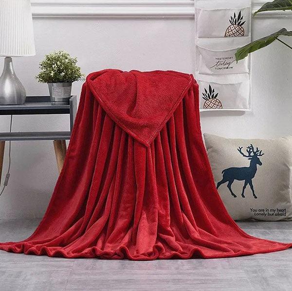 Coral Fleece Soft AC Throw Blanket-Red - Ms Sons Fabrics