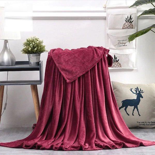 Coral Fleece Soft AC Throw Blanket-Maroon - Ms Sons Fabrics