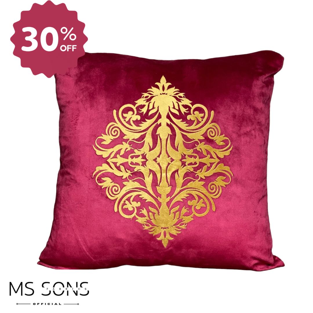 Luxury Velvet Laser CUT Cushion Cover (MEHROON)